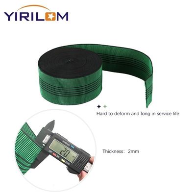 สีเขียวกระเบื้องยืดหยุ่น Webbing สายยืดสําหรับโซฟาโซฟา