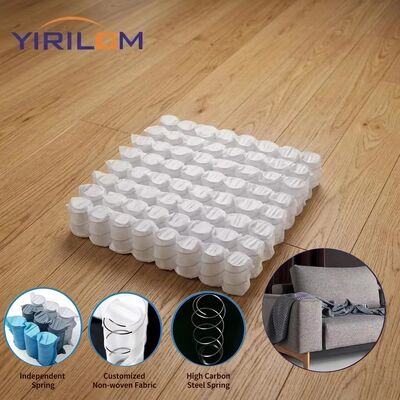 ผ้าสีขาว 80gsm กลมกระเป๋าสปริงสปริงหน่วยที่มีการสร้างสายเหล็กสําหรับหมอนนั่งโซฟาตามต้องการ